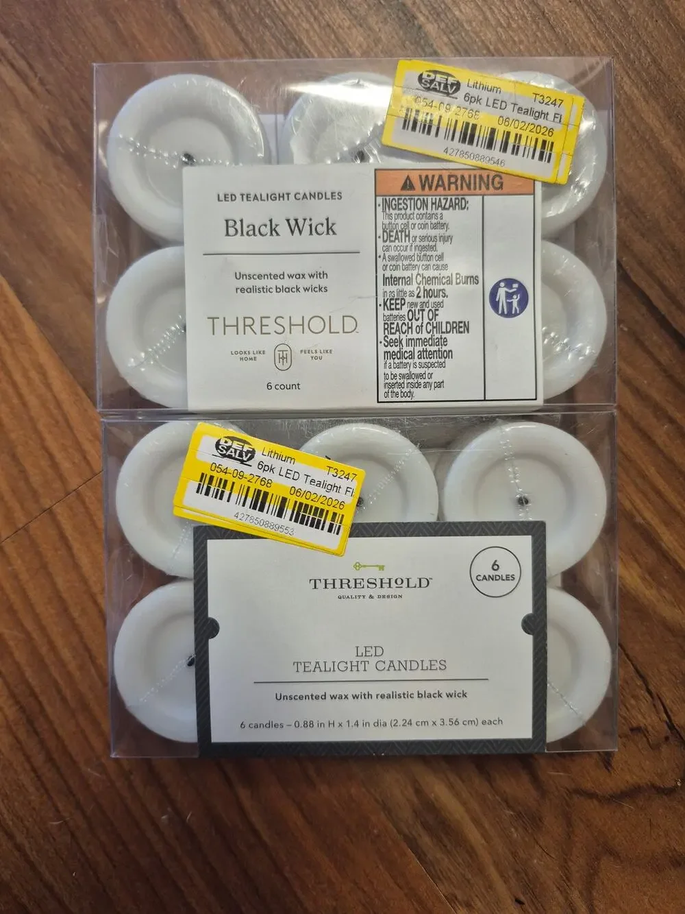 Threshold Black Wick LED Votive Candles 12 Unscented Flameless Battery White s1